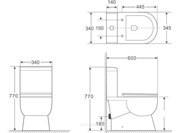 Напольный унитаз-компакт BelBagno Ricco — безободковый BB275CPR, 7030 р ...